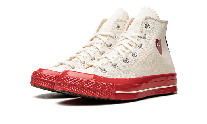 CONVERSE CHUCK TAYLOR ALL-STAR 70 HI X COMME DES GARÇONS PLAY EGRET RED MIDSOLE