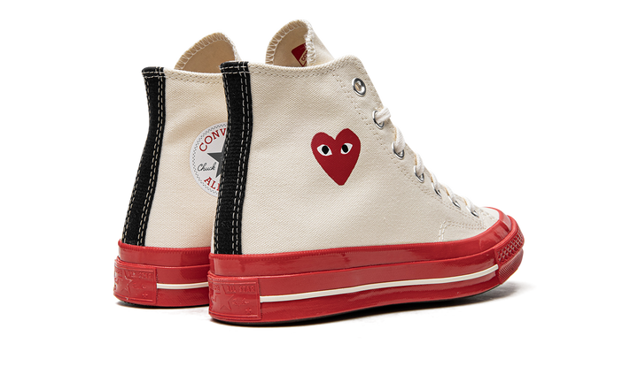 CONVERSE CHUCK TAYLOR ALL-STAR 70 HI X COMME DES GARÇONS PLAY EGRET RED MIDSOLE