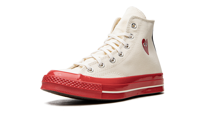 CONVERSE CHUCK TAYLOR ALL-STAR 70 HI X COMME DES GARÇONS PLAY EGRET RED MIDSOLE