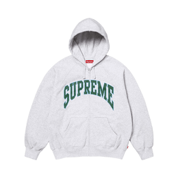 SUPREME CRACKED RAGLAN ZIP UP HOODED SWEATSHIRT 'ASH GREY'