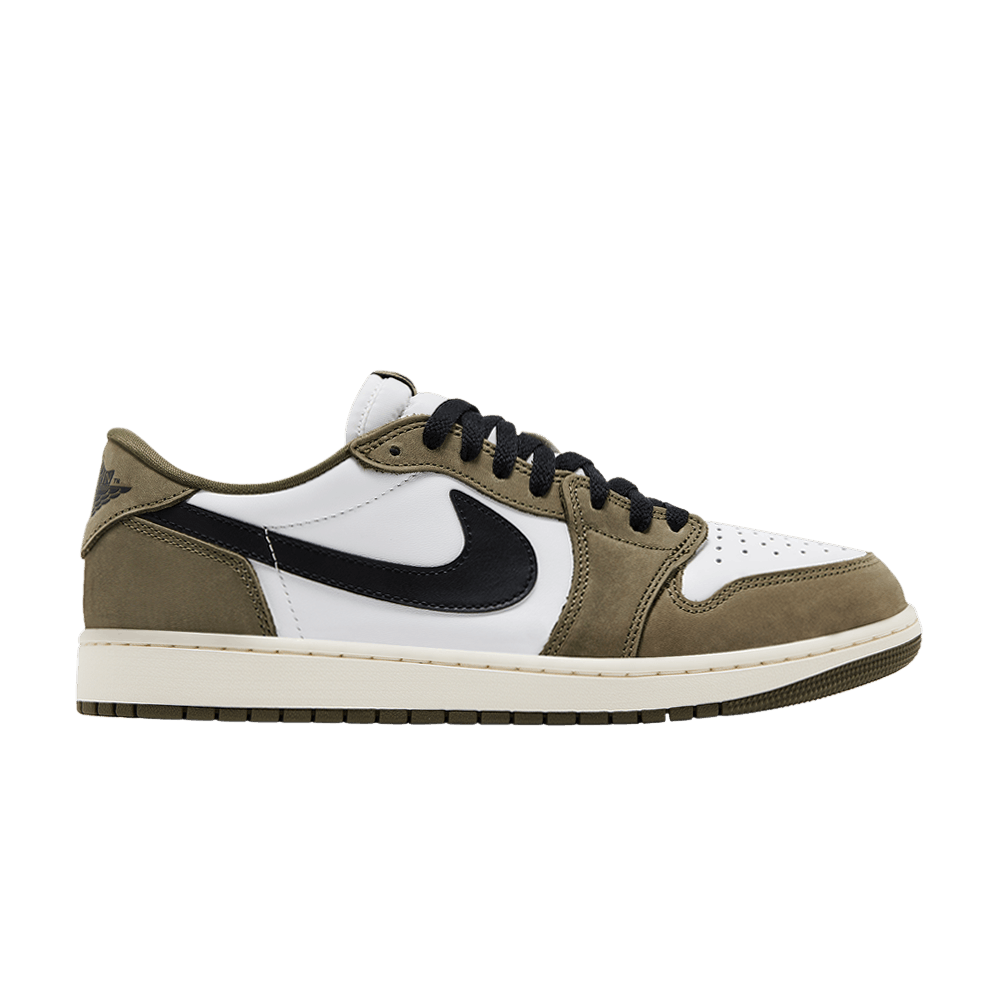 JORDAN 1 RETRO LOW MEDIUM OLIVE SUMMIT WHITE SAIL BLACK