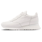 MALLET POPHAM MEN'S WHITE TUMBLED LEATHER MONOGRAM TRAINERS