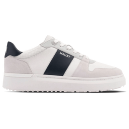 MALLET HOXTON LITE MEN'S WHITE NAVY LEATHER TRAINERS