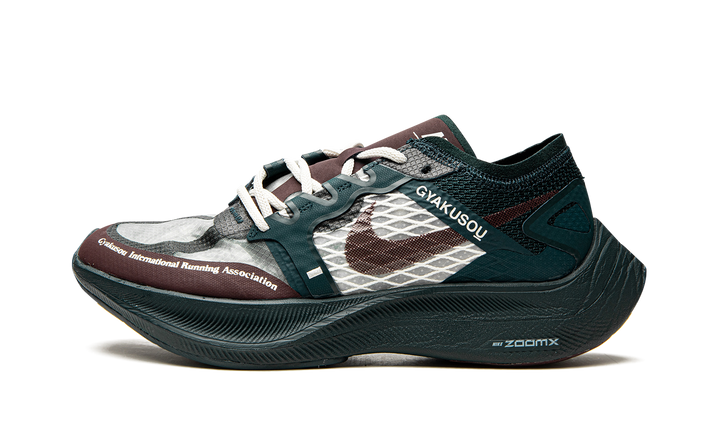 NIKE GYAKUSUO X ZOOMX VAPORFLY NEXT% MIDNIGHT SPRUCE BURGUNDY