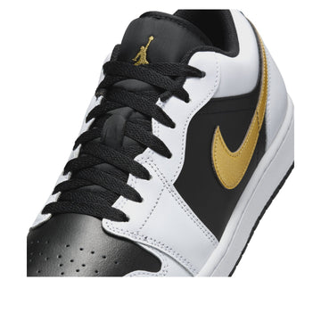 JORDAN 1 LOW WHITE BLACK METALLIC GOLD SWOOSH