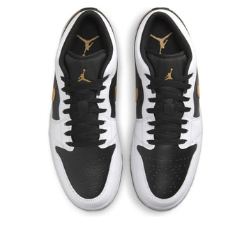 JORDAN 1 LOW WHITE BLACK METALLIC GOLD SWOOSH