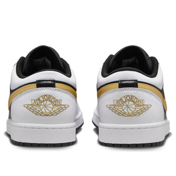 JORDAN 1 LOW WHITE BLACK METALLIC GOLD SWOOSH