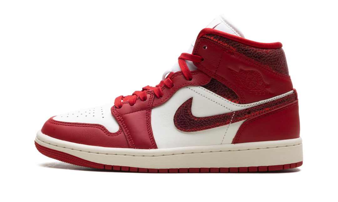 JORDAN 1 MID SE RED CRACKED LEATHER (WOMEN&