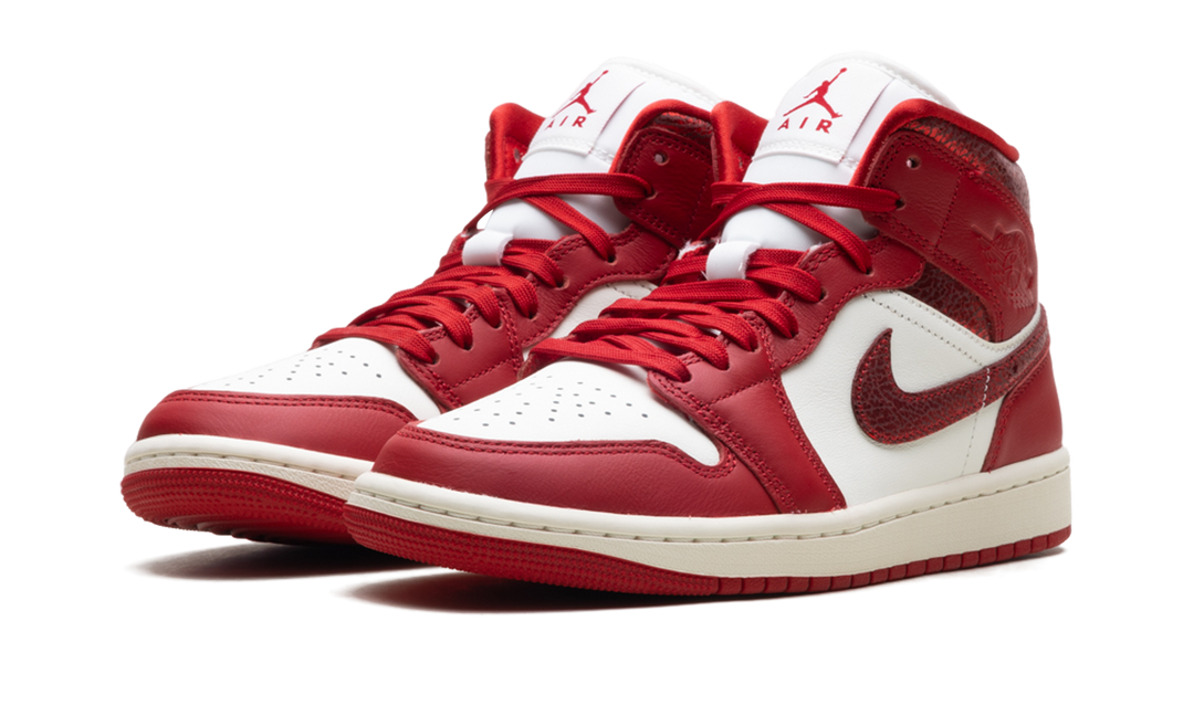 JORDAN 1 MID SE RED CRACKED LEATHER (WOMEN&