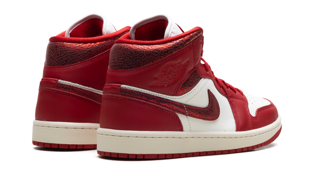 JORDAN 1 MID SE RED CRACKED LEATHER (WOMEN&