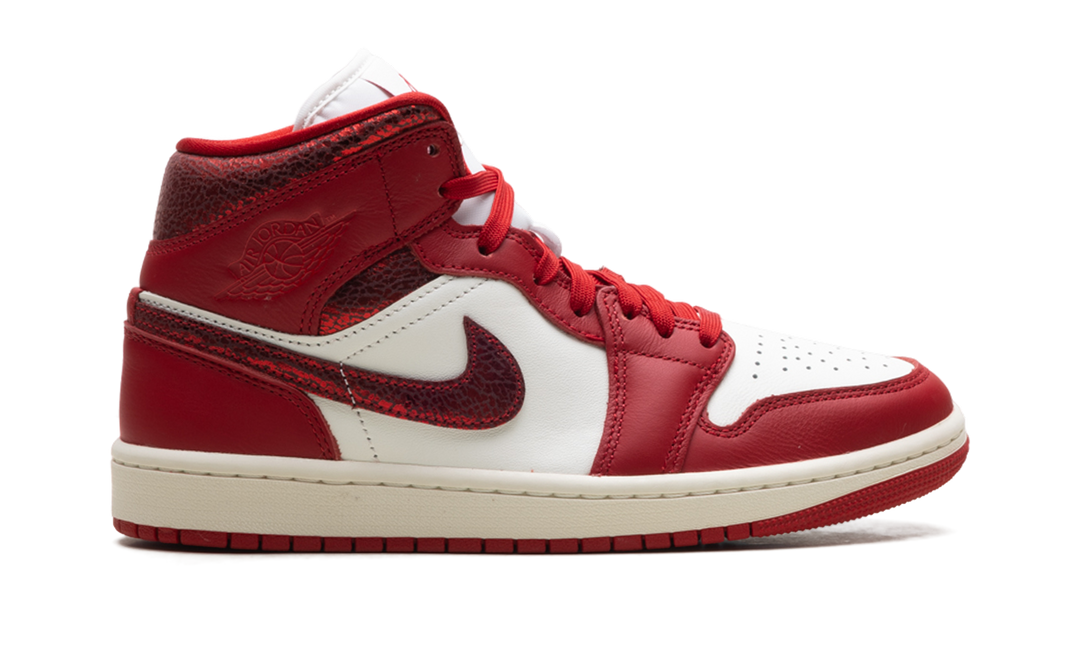 JORDAN 1 MID SE RED CRACKED LEATHER (WOMEN&