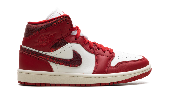 JORDAN 1 MID SE RED CRACKED LEATHER (WOMEN&
