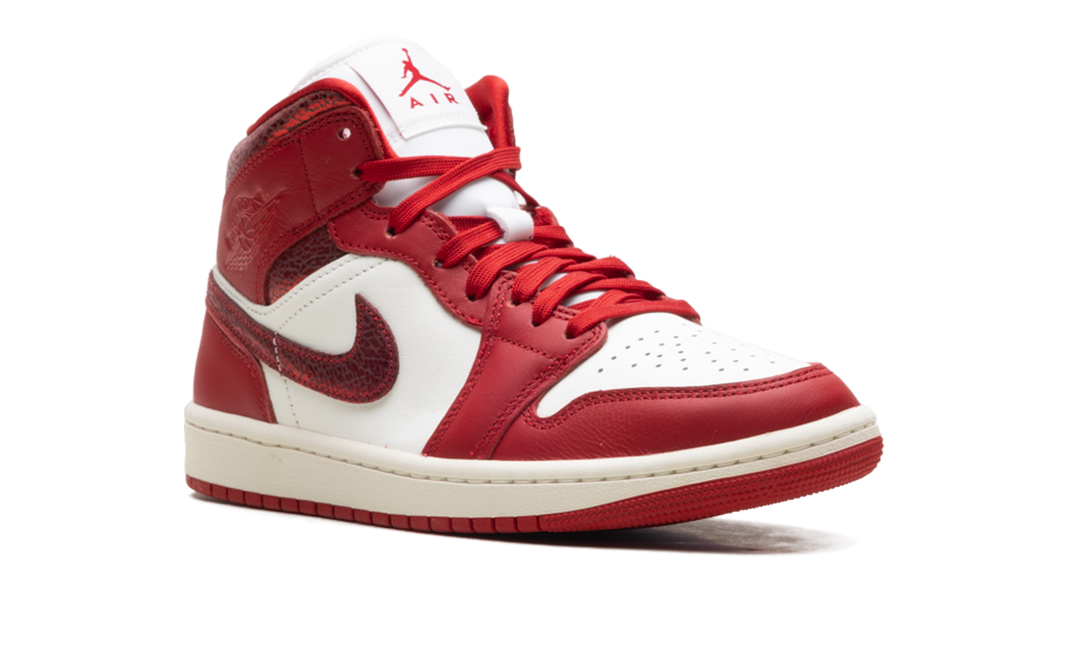 JORDAN 1 MID SE RED CRACKED LEATHER (WOMEN&