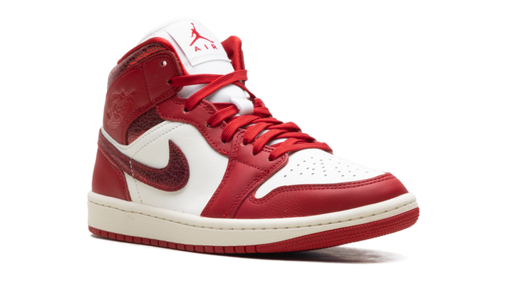 JORDAN 1 MID SE RED CRACKED LEATHER (WOMEN&