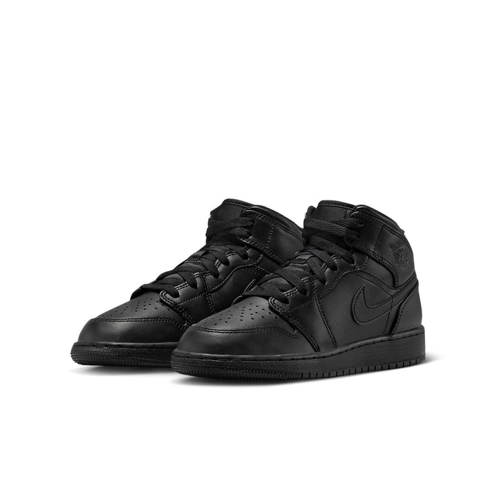 JORDAN 1 MID TRIPLE BLACK (GS)