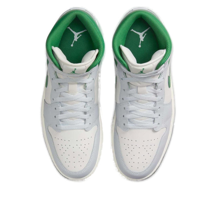 JORDAN 1 MID WHITE PURE PLATINUM PINE GREEN