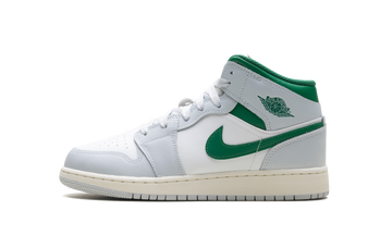 JORDAN 1 MID WHITE PURE PLATINUM PINE GREEN (GS) — Stock