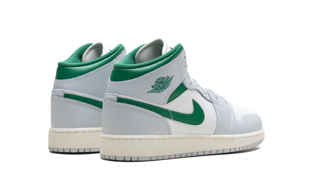 JORDAN 1 MID WHITE PURE PLATINUM PINE GREEN (GS)