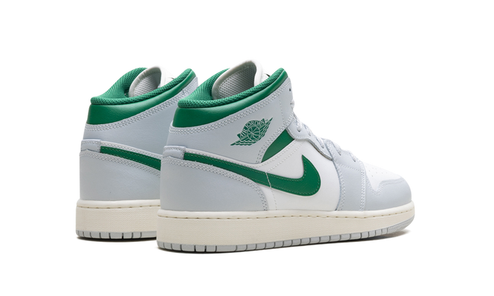 JORDAN 1 MID WHITE PURE PLATINUM PINE GREEN (GS)