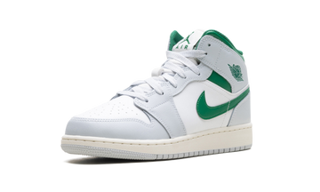 JORDAN 1 MID WHITE PURE PLATINUM PINE GREEN (GS) — Stock