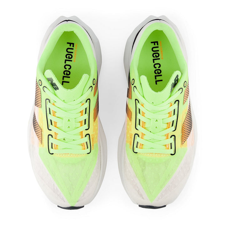 NEW BALANCE FUELCELL REBEL V4 WHITE BLEACHED LIME GLOW WOMENS