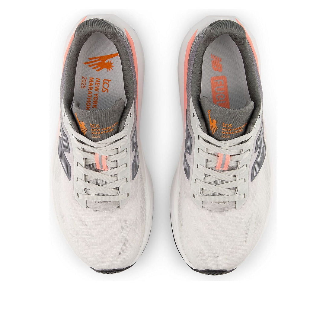 NEW BALANCE TCS NYC MARATHON FUELCELL REBEL V5 GRAPEFRUIT GREY MATTER POPPY WOMENS