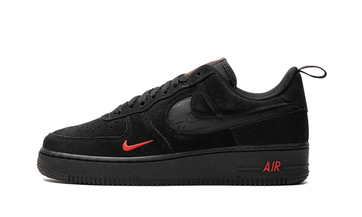 NIKE AIR FORCE 1 07 LV8 REFLECTIVE SWOOSH BLACK CRIMSON