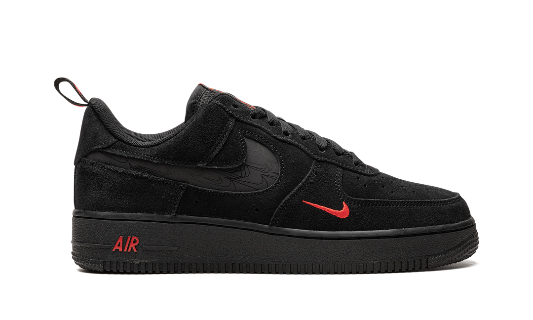NIKE AIR FORCE 1 07 LV8 REFLECTIVE SWOOSH BLACK CRIMSON