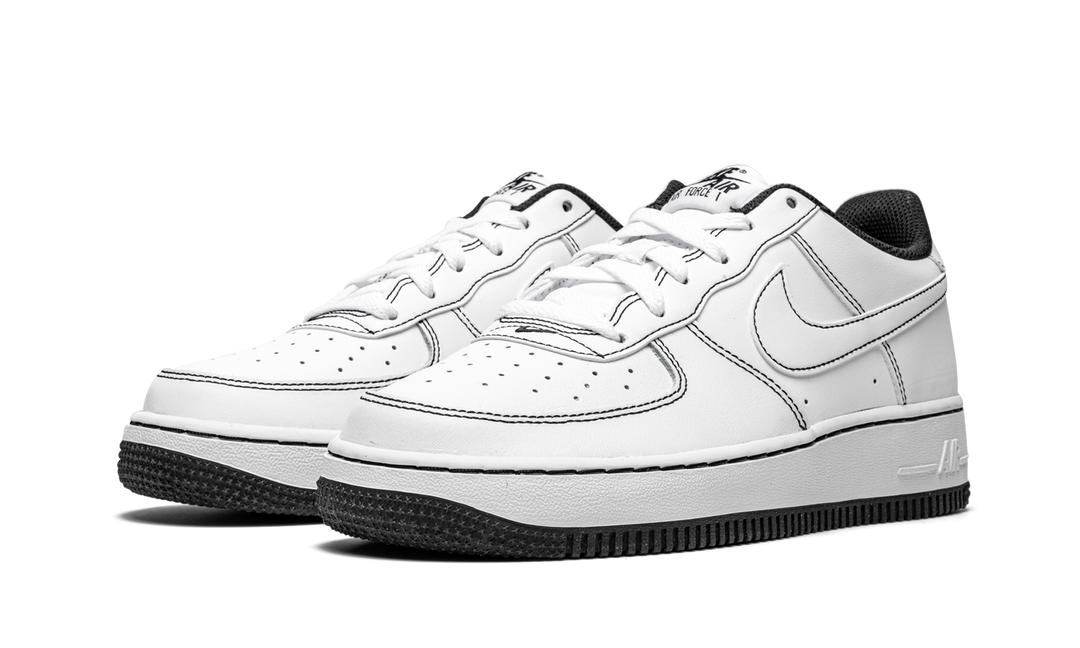 NIKE AIR FORCE 1 LOW 07 CONTRAST STITCH WHITE BLACK GS