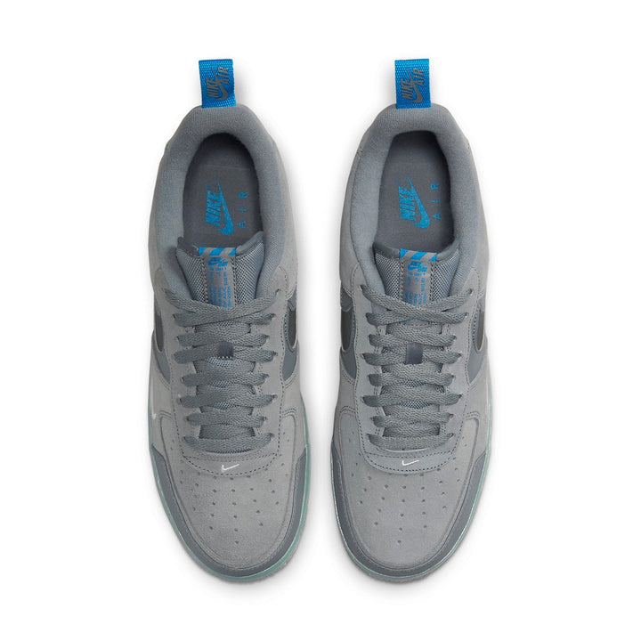 NIKE AIR FORCE 1 LOW CUT OUT SWOOSH GREY BLACK
