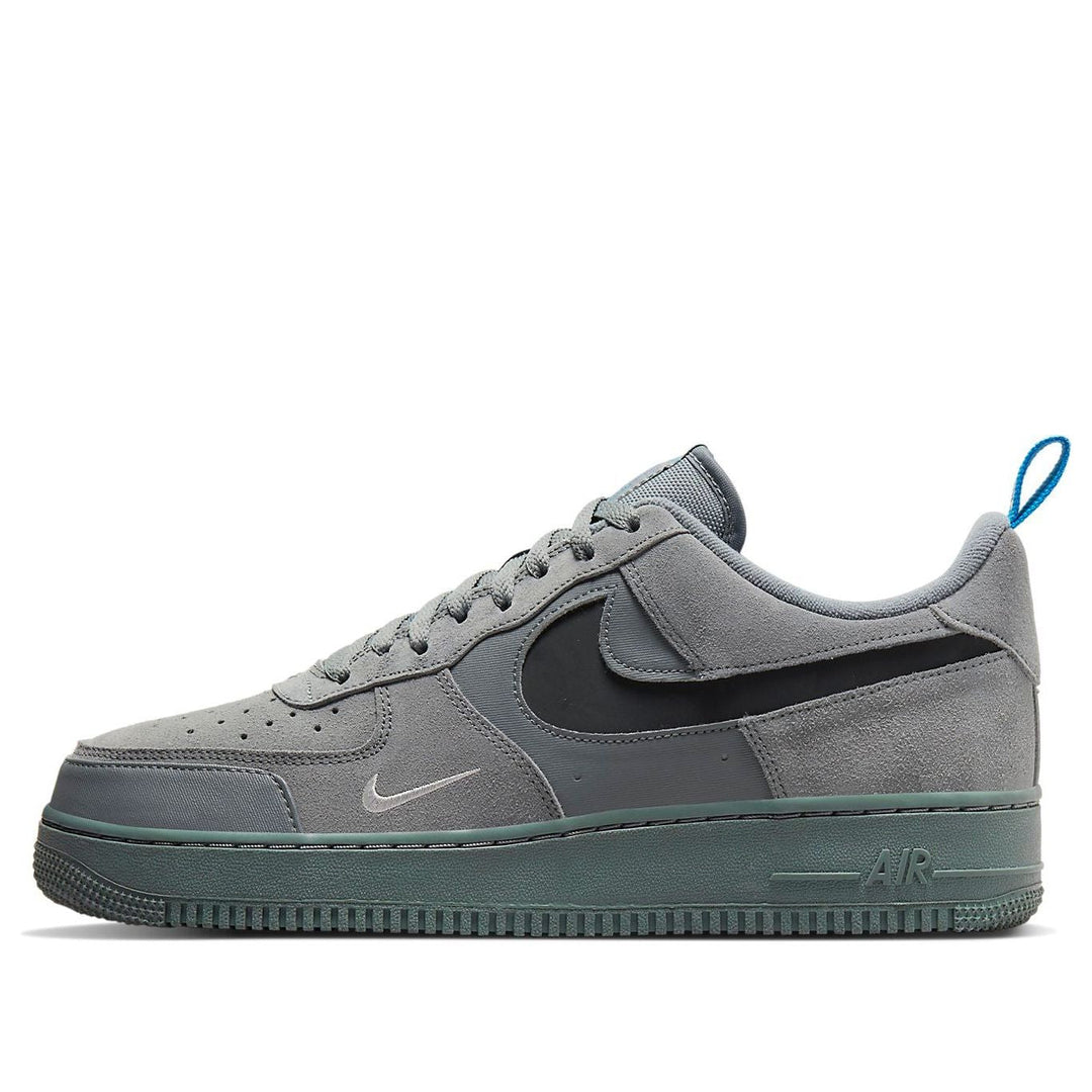 NIKE AIR FORCE 1 LOW CUT OUT SWOOSH GREY BLACK