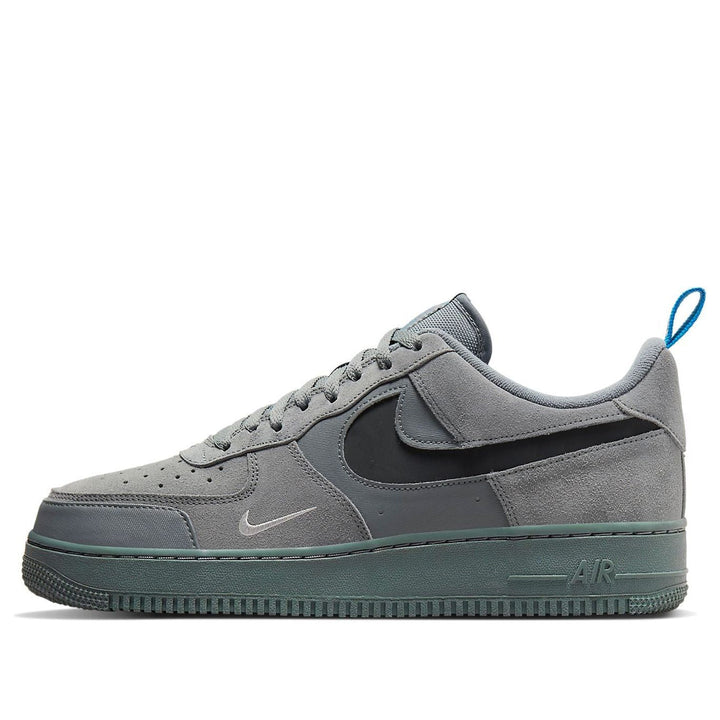 NIKE AIR FORCE 1 LOW CUT OUT SWOOSH GREY BLACK