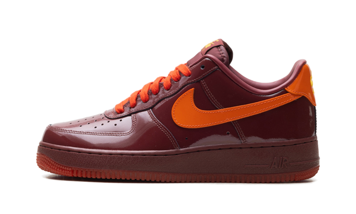 NIKE AIR FORCE 1 LOW PATENT LEATHER DARK TEAM RED SAFETY ORANGE
