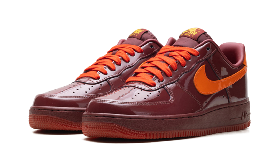NIKE AIR FORCE 1 LOW PATENT LEATHER DARK TEAM RED SAFETY ORANGE
