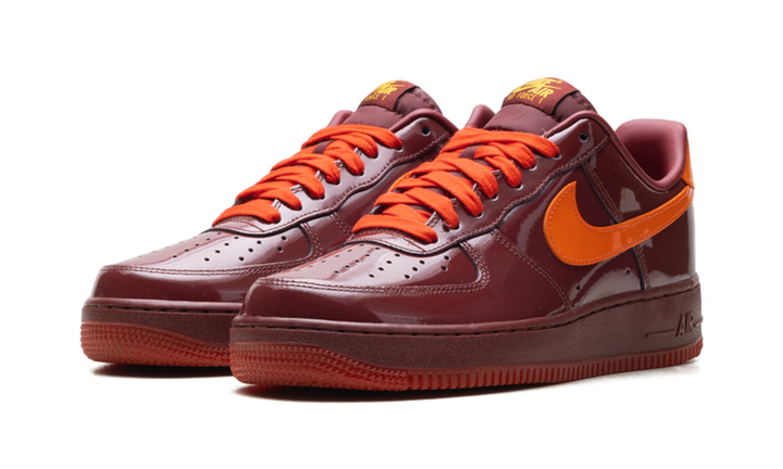 NIKE AIR FORCE 1 LOW PATENT LEATHER DARK TEAM RED SAFETY ORANGE