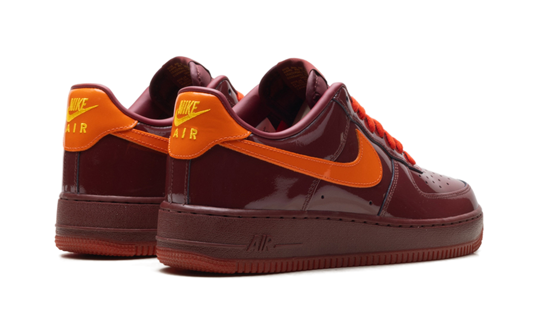 NIKE AIR FORCE 1 LOW PATENT LEATHER DARK TEAM RED SAFETY ORANGE