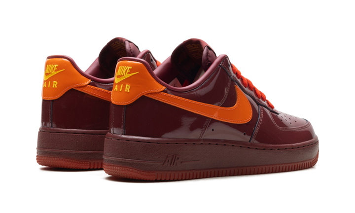 NIKE AIR FORCE 1 LOW PATENT LEATHER DARK TEAM RED SAFETY ORANGE