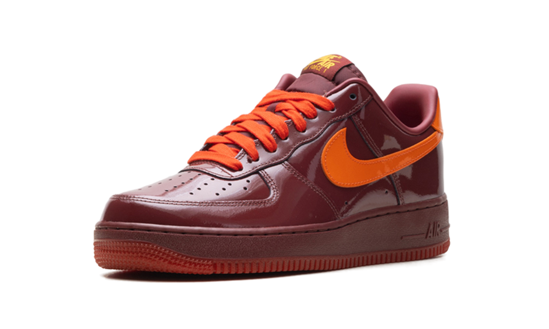 NIKE AIR FORCE 1 LOW PATENT LEATHER DARK TEAM RED SAFETY ORANGE