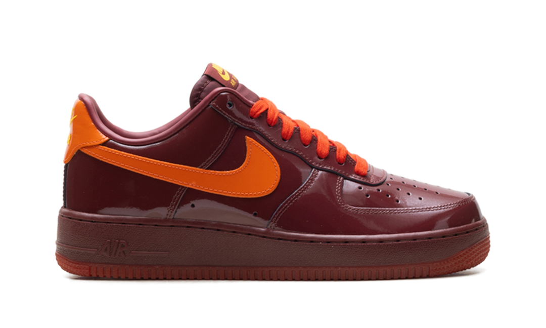 NIKE AIR FORCE 1 LOW PATENT LEATHER DARK TEAM RED SAFETY ORANGE