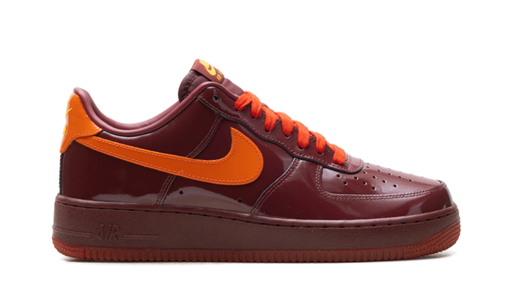NIKE AIR FORCE 1 LOW PATENT LEATHER DARK TEAM RED SAFETY ORANGE