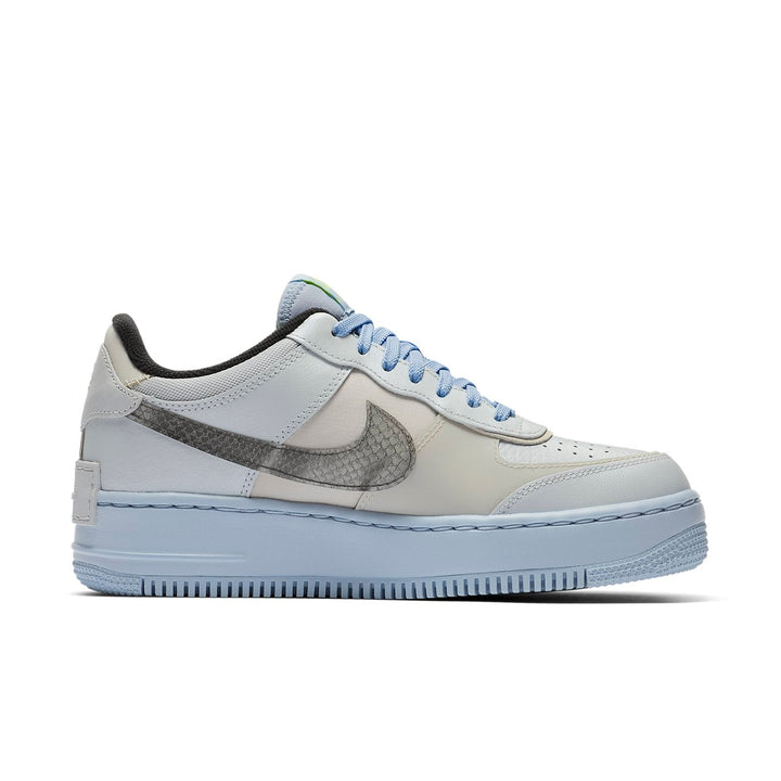 NIKE AIR FORCE 1 LOW SHADOW PURE PLATINUM SNAKESKIN BLUE WOMENS