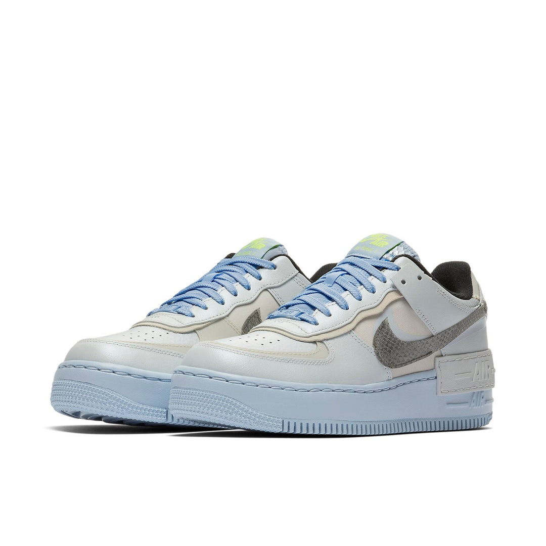 NIKE AIR FORCE 1 LOW SHADOW PURE PLATINUM SNAKESKIN BLUE WOMENS