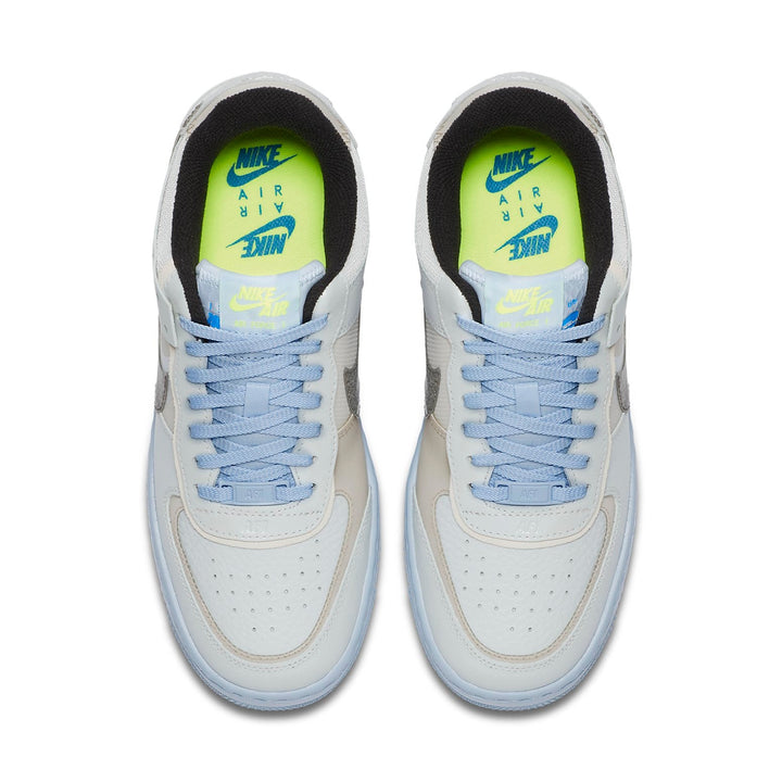 NIKE AIR FORCE 1 LOW SHADOW PURE PLATINUM SNAKESKIN BLUE WOMENS