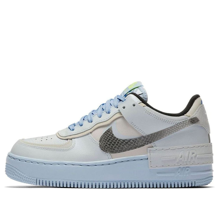 NIKE AIR FORCE 1 LOW SHADOW PURE PLATINUM SNAKESKIN BLUE WOMENS