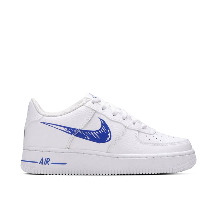 NIKE AIR FORCE 1 LOW SKETCH BLUE SWOOSH GS