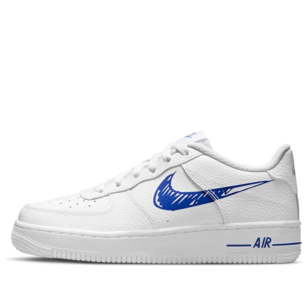 NIKE AIR FORCE 1 LOW SKETCH BLUE SWOOSH GS