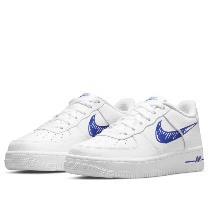 NIKE AIR FORCE 1 LOW SKETCH BLUE SWOOSH GS