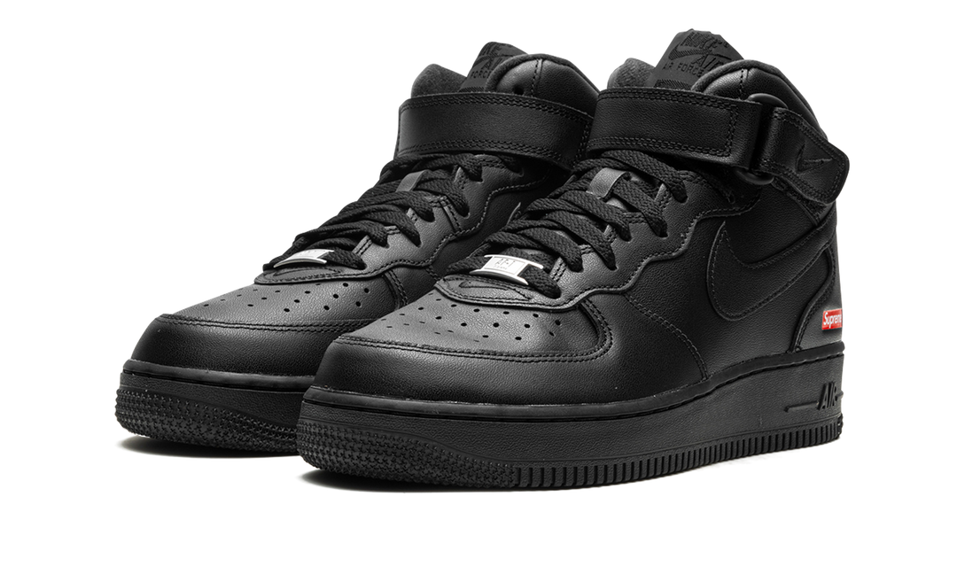NIKE AIR FORCE 1 MID SUPREME BLACK — Stock 