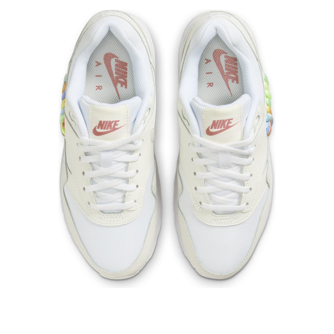 NIKE AIR MAX 1 SE WHITE RAINBOW LACE SWOOSH GS