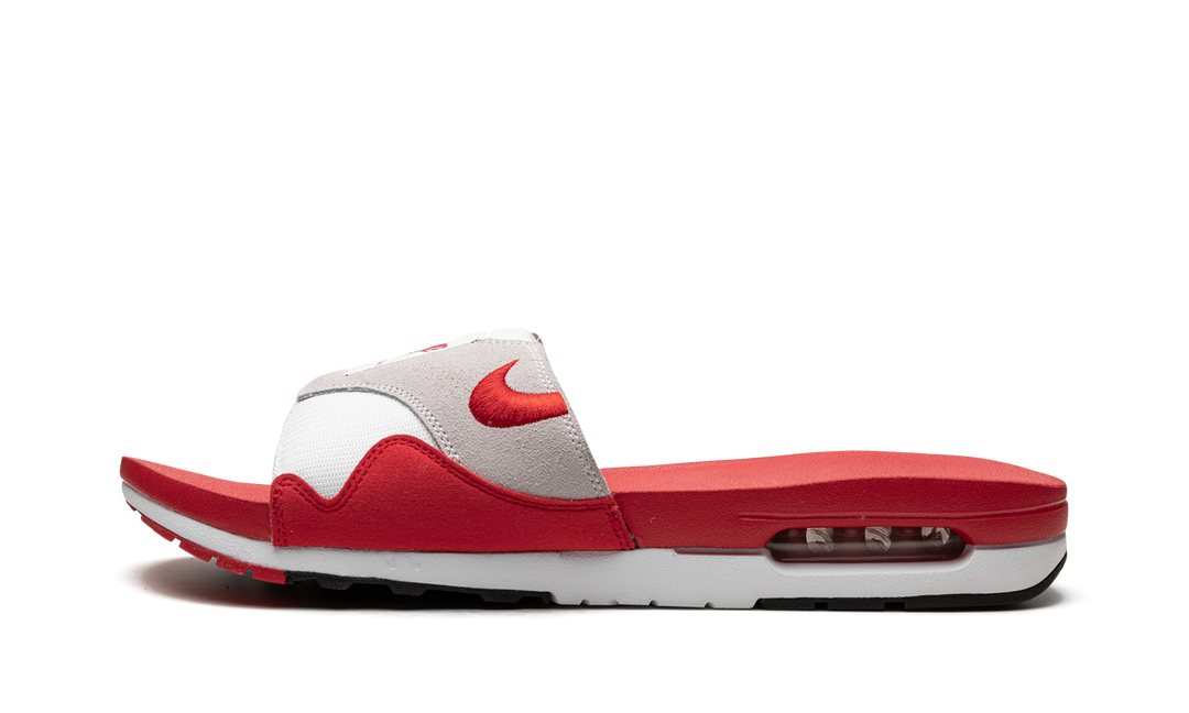 NIKE AIR MAX 1 SLIDE WHITE UNIVERSITY RED